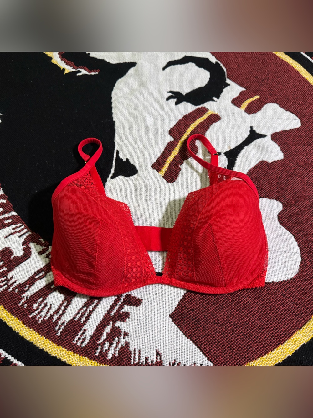 Victoria's Secret Red Plunge Lace Bra